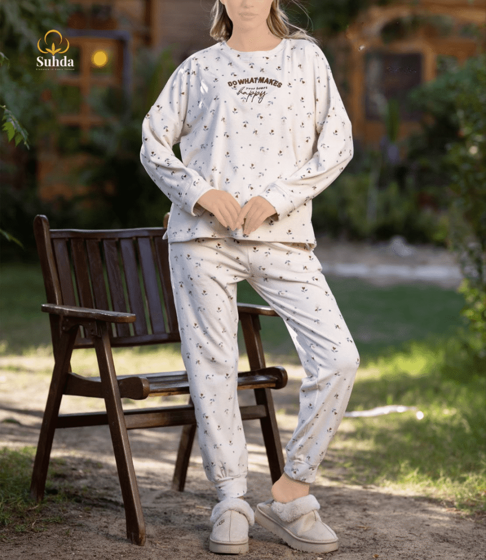 طقم شعور السعادة – بيجاما قطن شتوية ناعمة